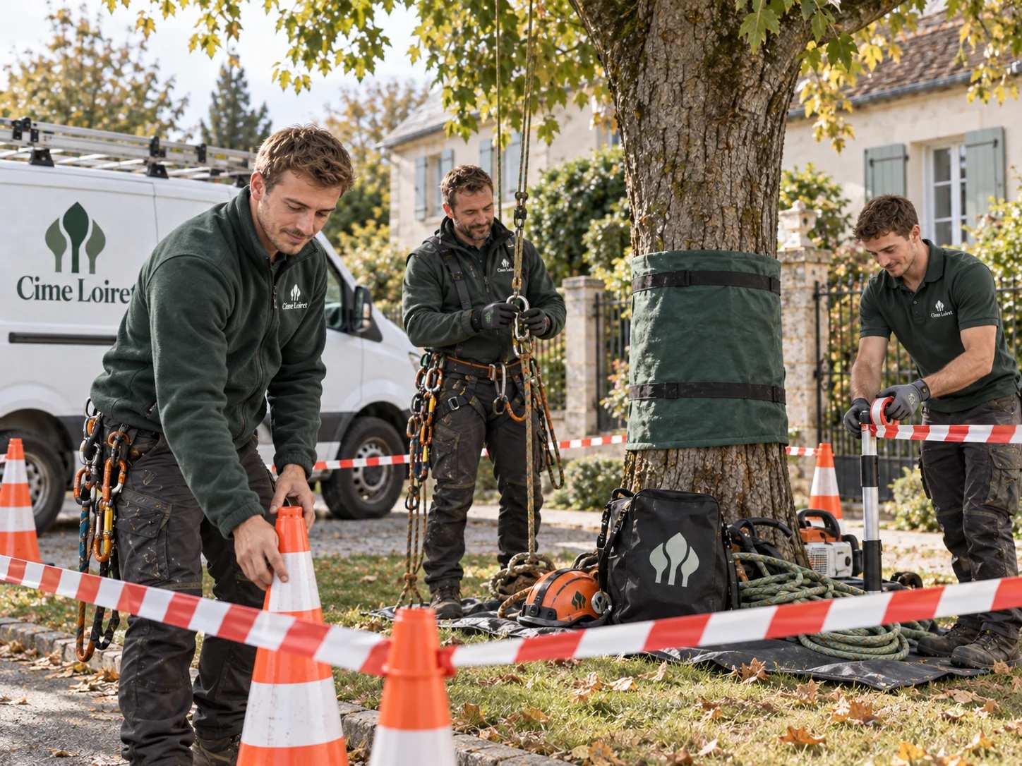 Équipe Cime Loiret préparant une zone d’intervention
